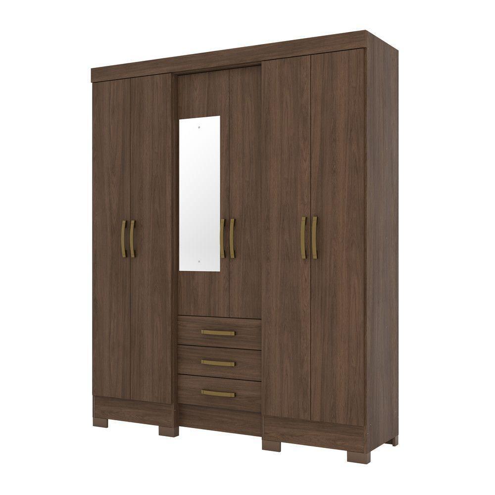 Guarda Roupa Solteiro 06 Portas E 3 Gavetas B23 Briz Castanho - 2