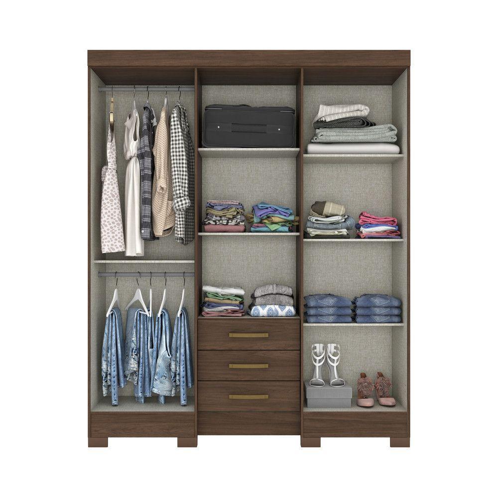 Guarda Roupa Solteiro 06 Portas E 3 Gavetas B23 Briz Castanho - 3