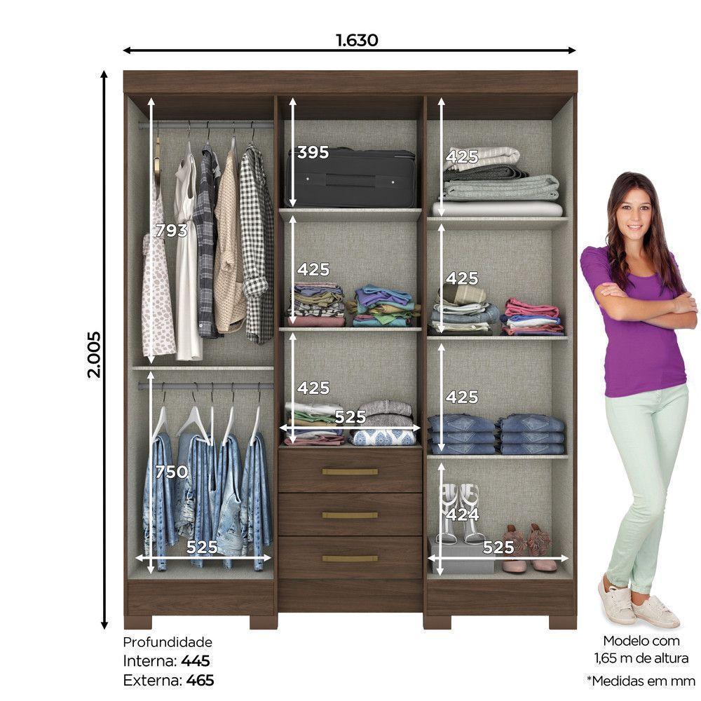 Guarda Roupa Solteiro 06 Portas E 3 Gavetas B23 Briz Castanho - 4
