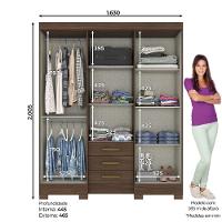 Guarda Roupa Solteiro 06 Portas E 3 Gavetas B23 Briz Castanho - 4