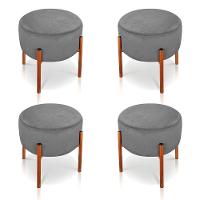 Kit 4 Puffs Iron Suede Grafite Base Cobre - 1