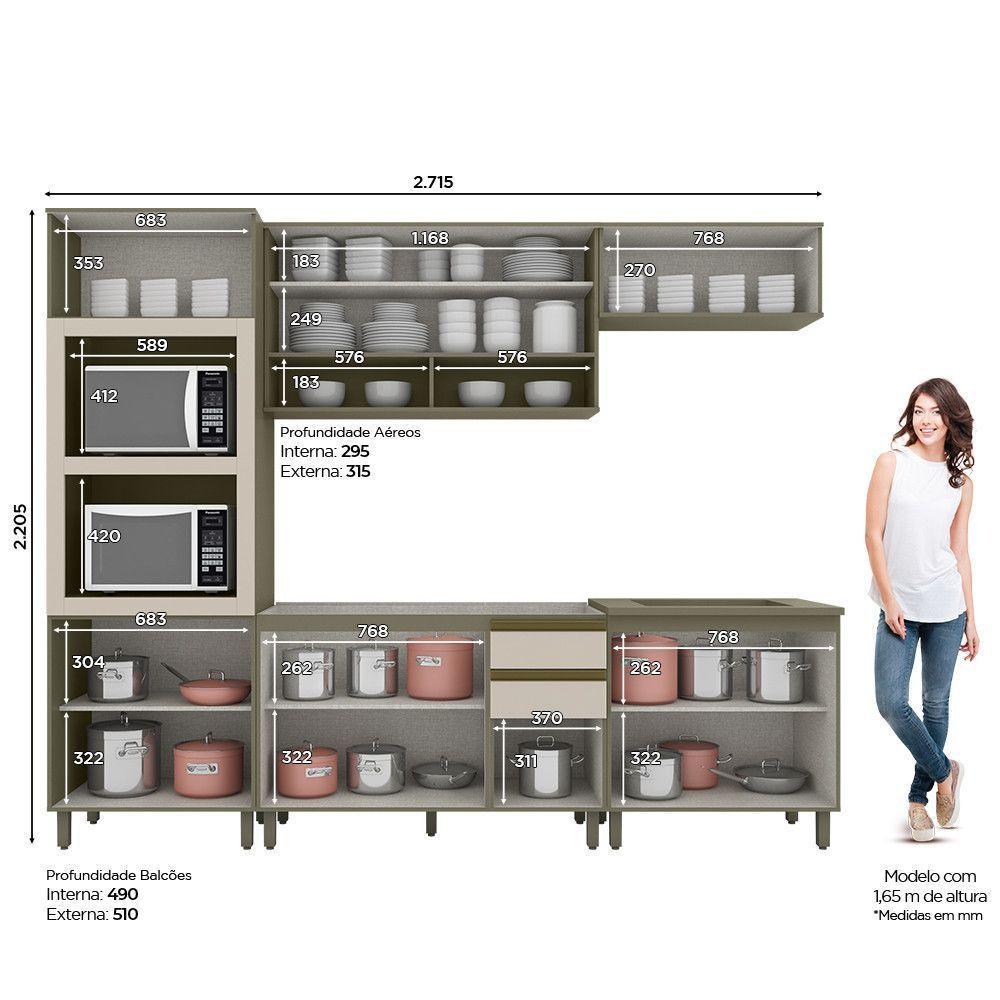 Cozinha Completa 6 Peças Com Torre Quente 02 Fornos Lora Casa 812 Duna Com Cristal - 9