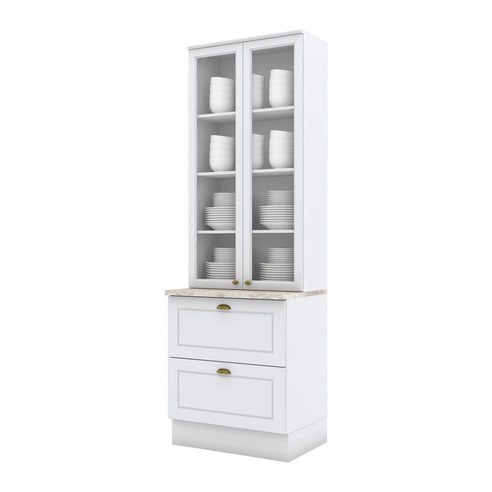 Cristaleira 2 Portas 2 Gavetas Americana Henn Branco Hp Com Nature - 2