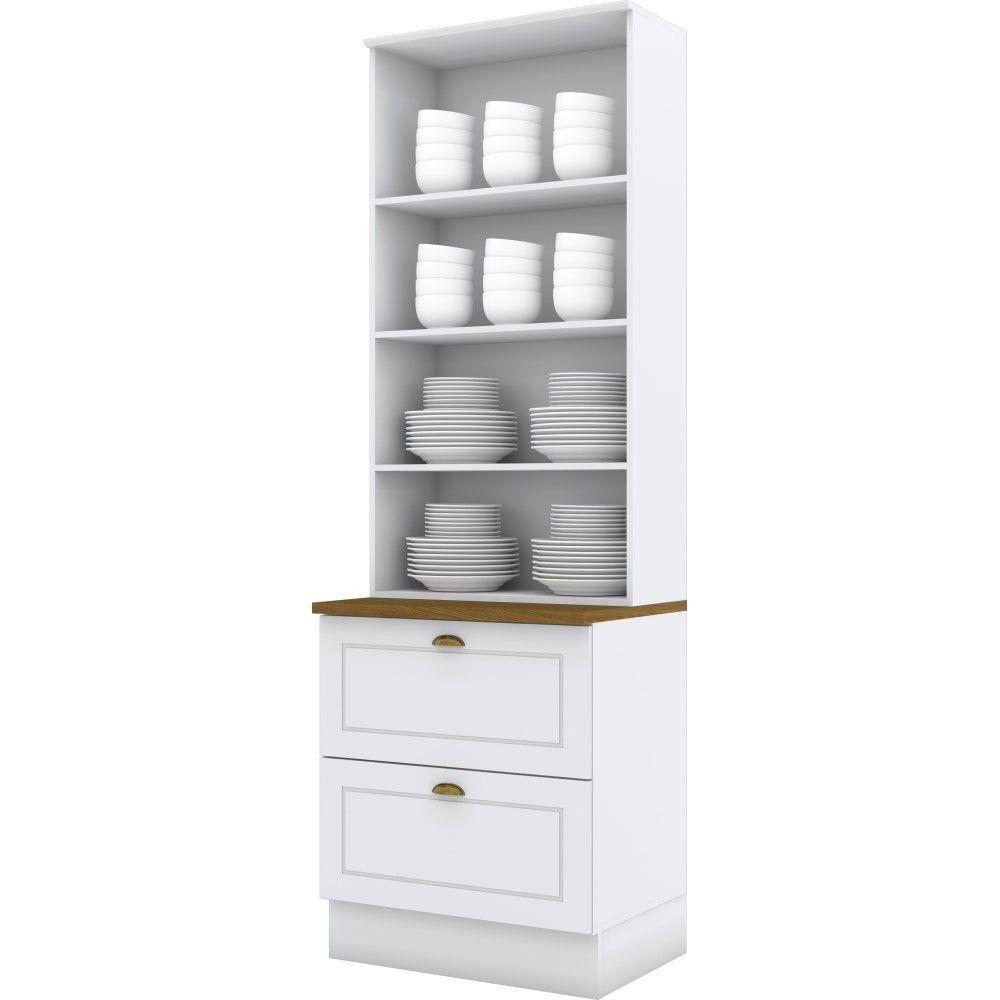 Cristaleira 2 Portas 2 Gavetas Americana Henn Branco Hp Com Nature - 3