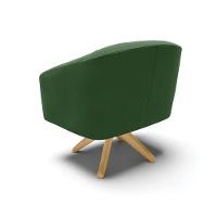 Poltrona Giratória Stella Suede Verde Base Madeira Ma30 - 5