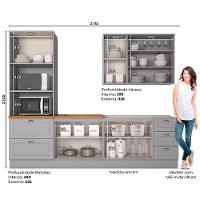 Cozinha Completa 4 Peças Com Aéreo 3 Portas Com Vidro Amy Casa 812 Cinza - 6