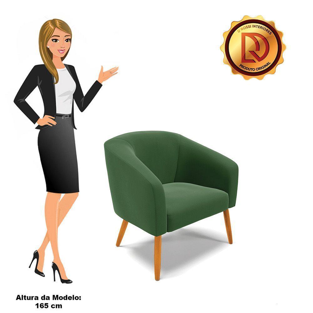 Poltrona Stella Suede Pés Palito Castanho - D'rossi Cor Verde - 2