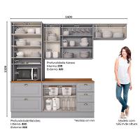 Cozinha Compacta 4 Peças Com Aéreo Basculante Amy Casa 812 Cinza - 4