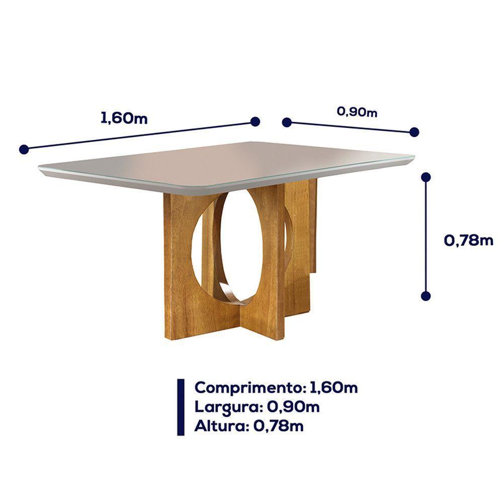 Conjunto Sala De Jantar 6 Lugares Mesa Barcelona E Cadeiras Em Veludo Móveis Mix Mel/Off White/Cinza - 3