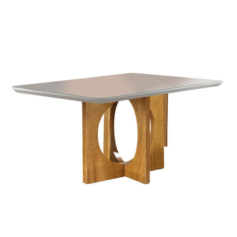 Conjunto Sala De Jantar 6 Lugares Mesa Barcelona E Cadeiras Em Veludo Móveis Mix Mel/Off White/Cinza - 7