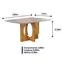 Conjunto Sala De Jantar 6 Lugares Mesa Barcelona E Cadeiras Em Veludo Móveis Mix Mel/Off White/Cinza - 3