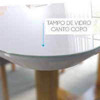 Conjunto Sala De Jantar 6 Lugares Mesa Barcelona E Cadeiras Em Veludo Móveis Mix Mel/Off White/Cinza - 6