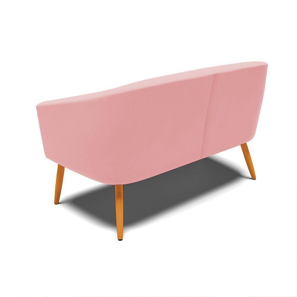 Namoradeira 02 Lugares Stella Suede Pés Palito Castanho - D'rossi Cor Rose - 7