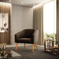 Poltrona Stella Suede Pés Palito Castanho - D'rossi Cor Marrom - 8