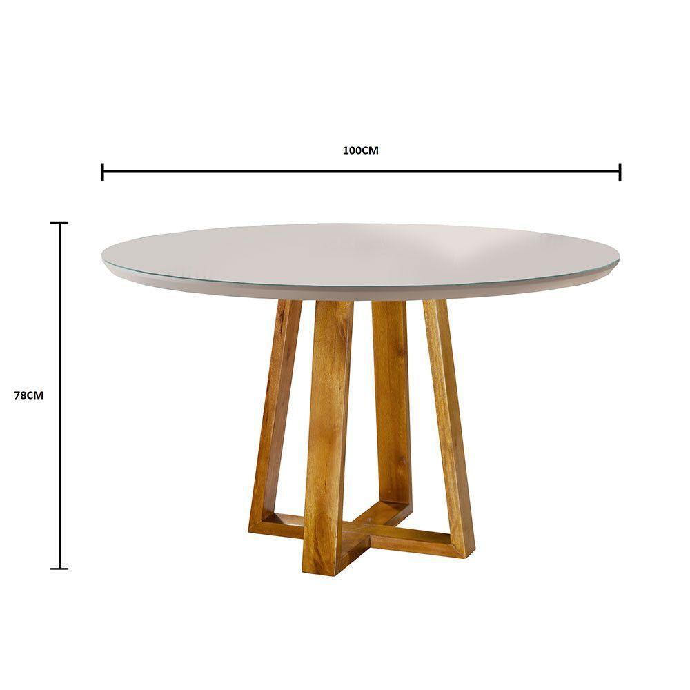 Conjunto Sala De Jantar Natalle E Rubi 4 Lugares Mesa Redonda 1m E 4 Cadeiras Moveis Mix Mel Off-white E Cinza Grafite - 5