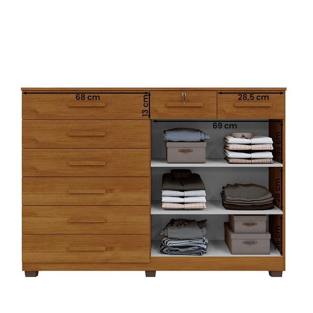Comoda New Triunfo Quarto Com 8 Gavetas E 2 Portas Cinamomo Cinamomo - 3