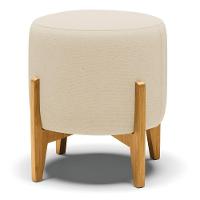 Kit 01 Poltrona E 01 Puff Bege A19 Base Madeira Castanho - 6