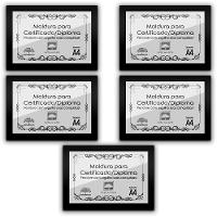 Kit 5 Certificados Diplomas A4 Com Tela De Acetato E Mdf Titulos Moldura Preta - 1