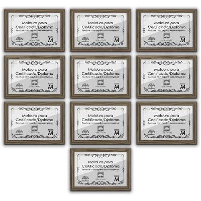 Kit 10 Certificados Diplomas A4 Com Tela De Acetato E Mdf Titulos Moldura Madeira
