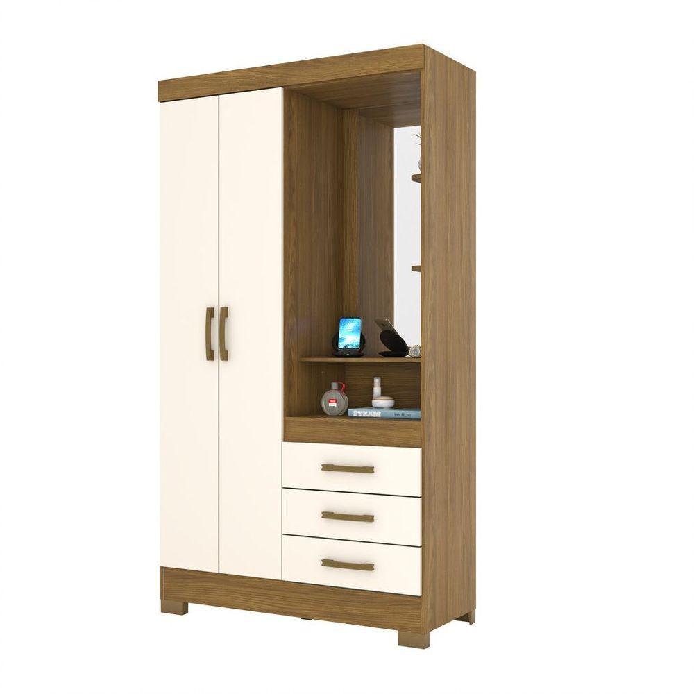 Guarda-roupa Solteiro 02 Portas 03 Gavetas Pequin Briz Nature Off White - 2