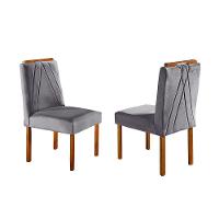 Conjunto Sala De Jantar Mesa E 4 Cadeiras Madeira Maciça Madri Linho Cinza Mel/off White/cinza Claro