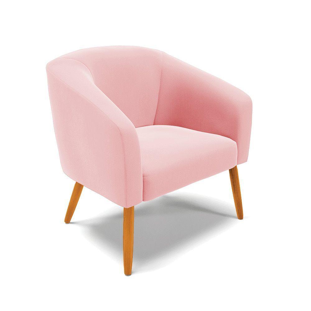 Poltrona Stella Suede Pés Palito Castanho - D'rossi Cor Rosa Bebê - 1