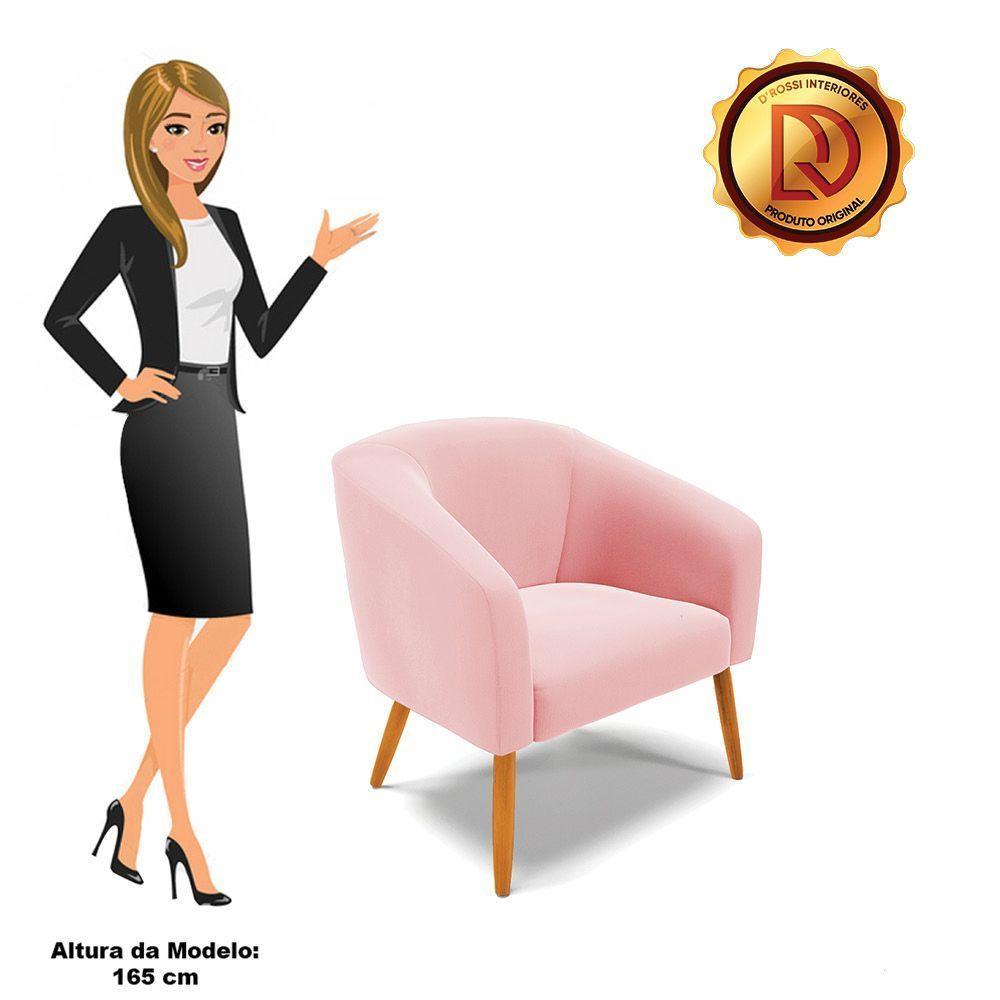 Poltrona Stella Suede Pés Palito Castanho - D'rossi Cor Rosa Bebê - 8