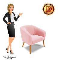 Poltrona Stella Suede Pés Palito Castanho - D'rossi Cor Rosa Bebê - 8