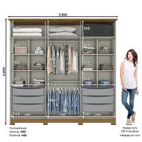 Guarda Roupa Casal 6 Portas 6 Gavetas Andréas Henn Cinza Com Nature