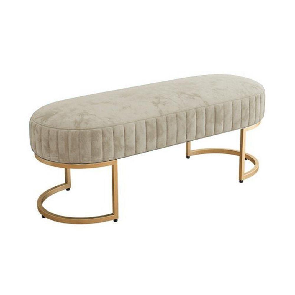 Banco Recamier Bella Com Pés De Aço Bege Bege - 1