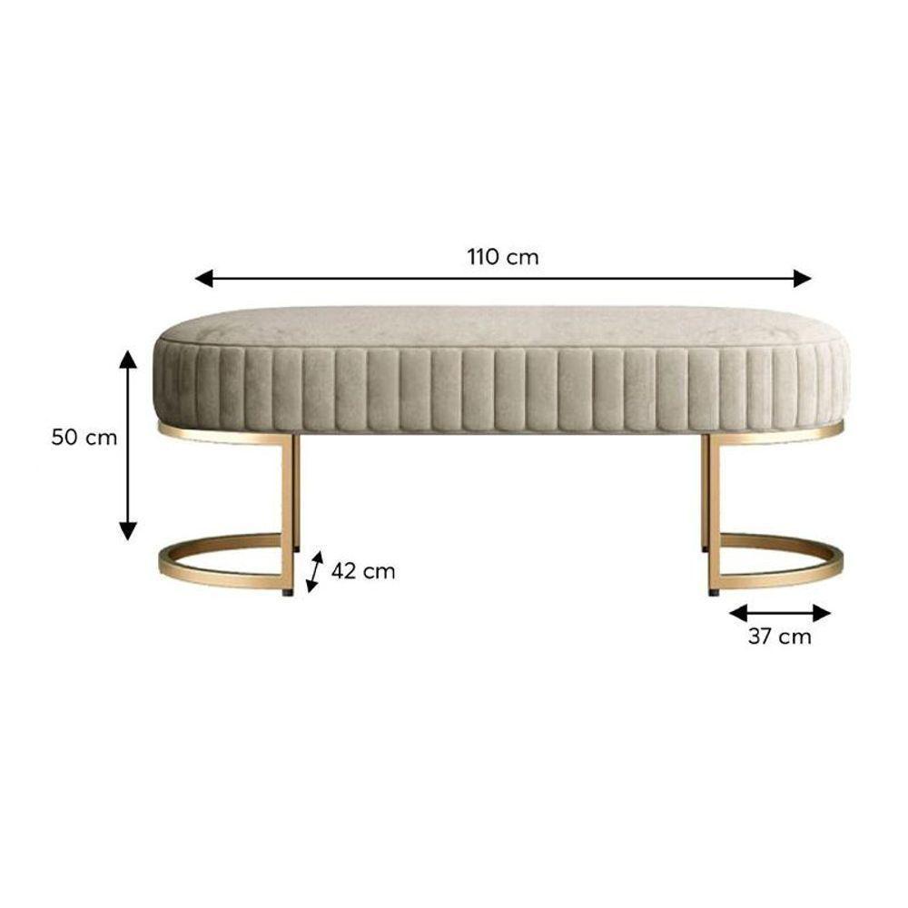Banco Recamier Bella Com Pés De Aço Bege Bege - 4