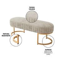 Banco Recamier Bella Com Pés De Aço Bege Bege - 2