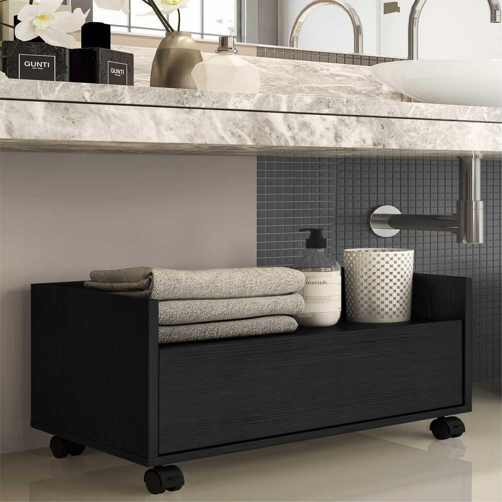 Balcão Gabinete Banheiro Com Rodízios 80 Cm - 3