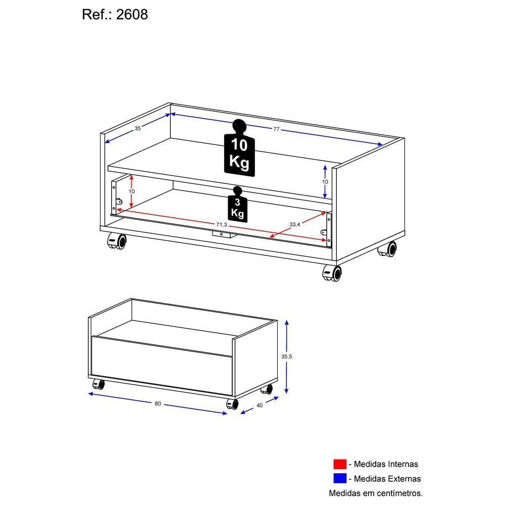 Balcão Gabinete Banheiro Com Rodízios 80 Cm - 4