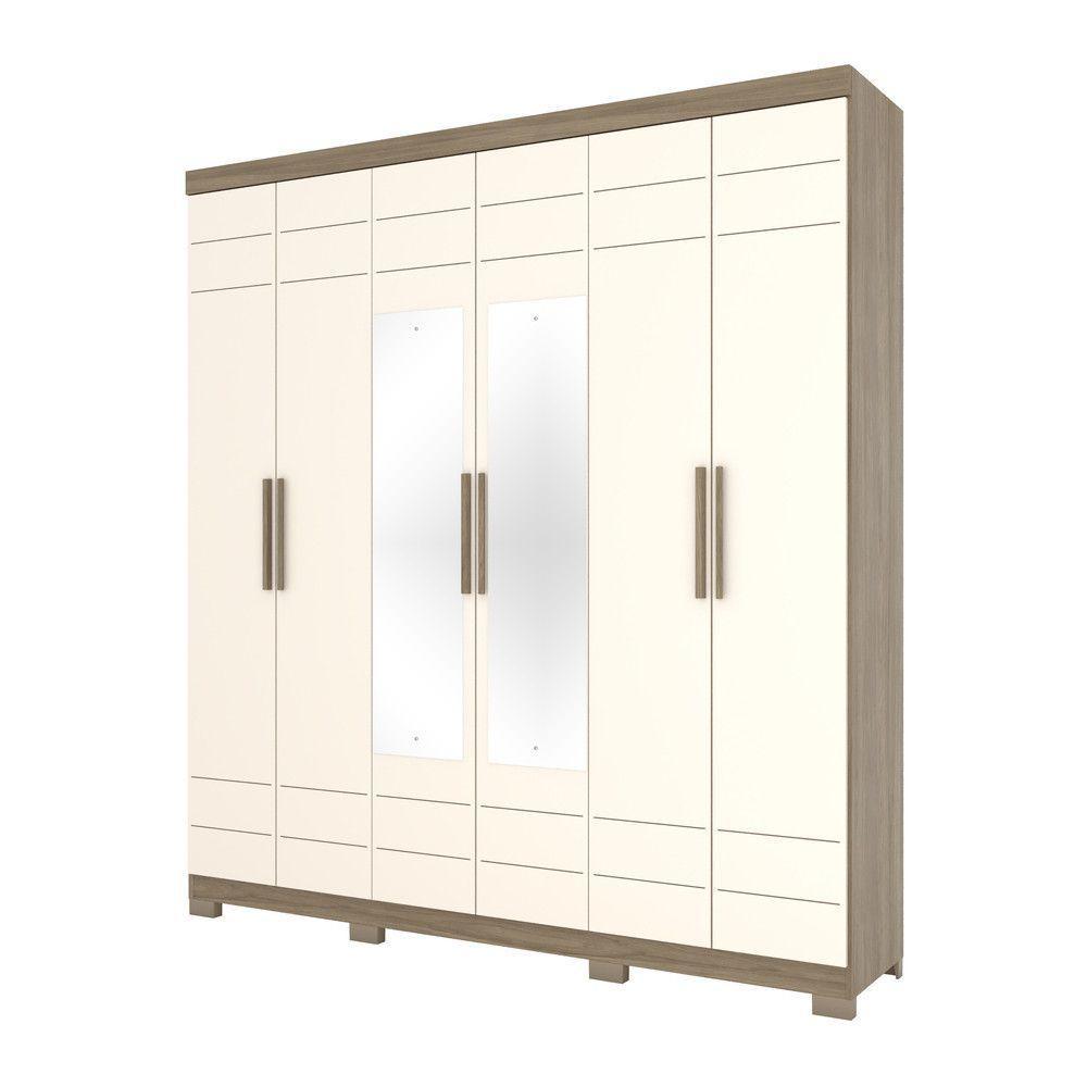 Guarda Roupa Casal 06 Portas Com 02 Espelhos 02 Gavetas Flora Henn Duna Com Cristal - 5