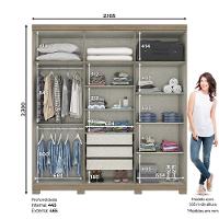 Guarda Roupa Casal 06 Portas Com 02 Espelhos 02 Gavetas Flora Henn Duna Com Cristal - 7