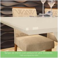 Conjunto Sala De Jantar Mesa 1.600mm 6 Cadeiras Zuri Casa 812 Nature Off White E Linho - 8