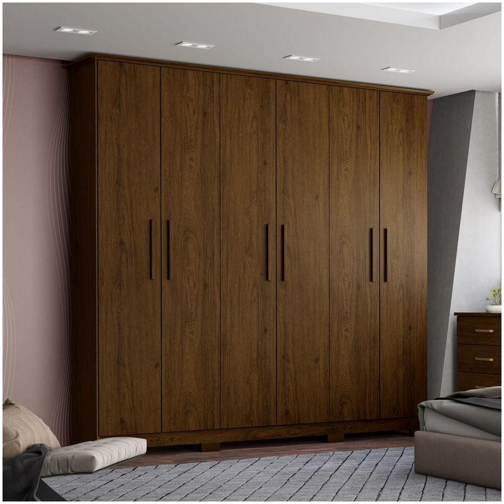 Guarda Roupa Casal 06 Portas 03 Gavetas Lima Henn Castanho - 1