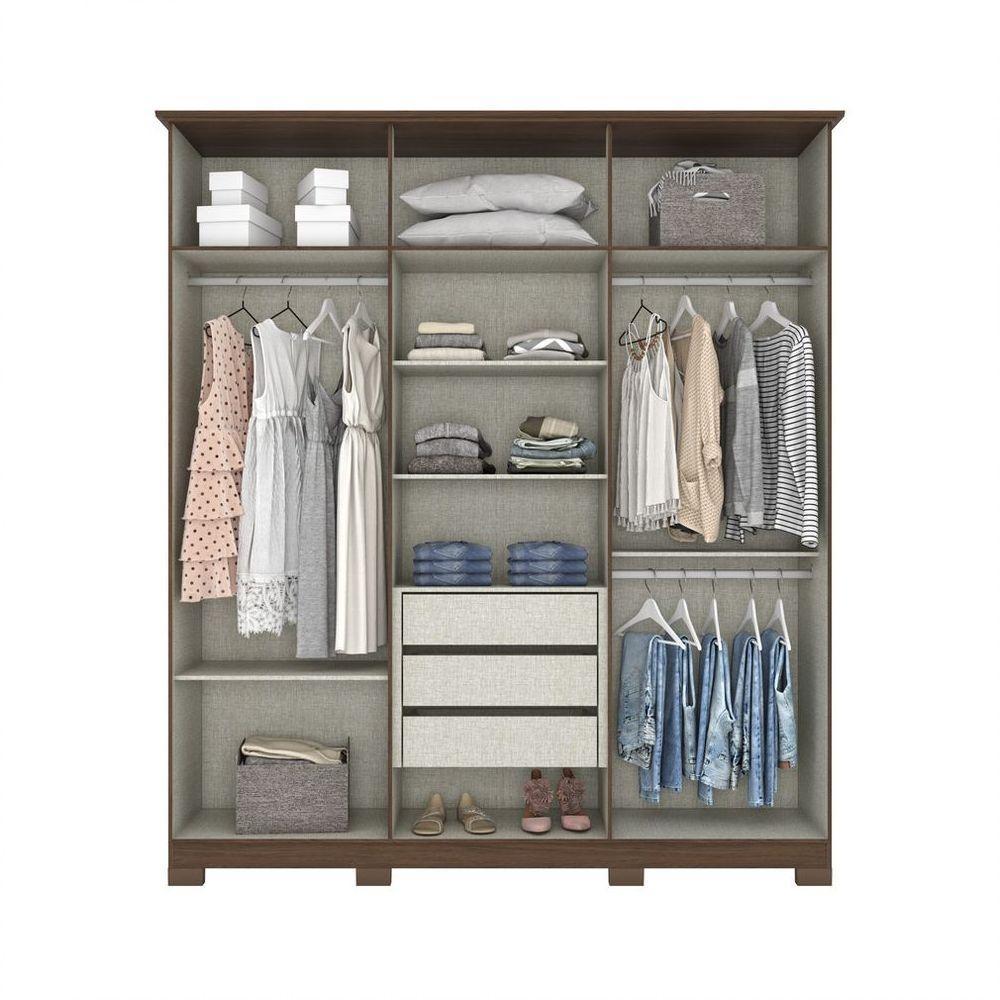 Guarda Roupa Casal 06 Portas 03 Gavetas Lima Henn Castanho - 6