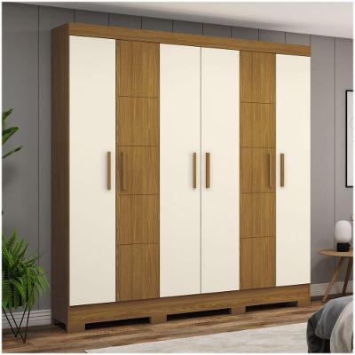 Guarda Roupa Casal B73 6 Portas Bater 2 Gavetas Nature MDP Briz Móveis