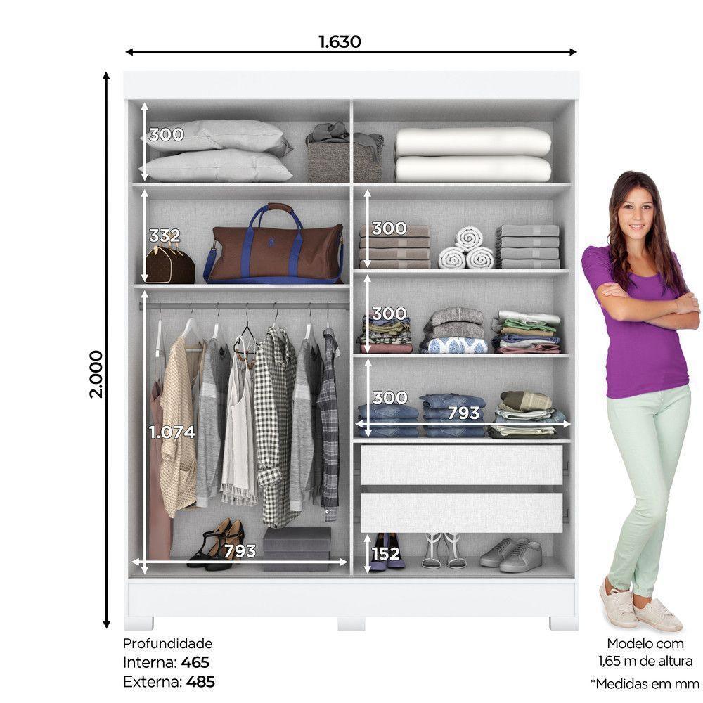 Guarda Roupa 02 Portas 02 Gavetas B66 Briz Branco - 8