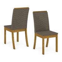 Conjunto Sala De Jantar Tampo Mdf Canto Reto Com Vidro 120 Cm 04 Cadeiras Valentina Henn Nature Com Off White E Bege - 10