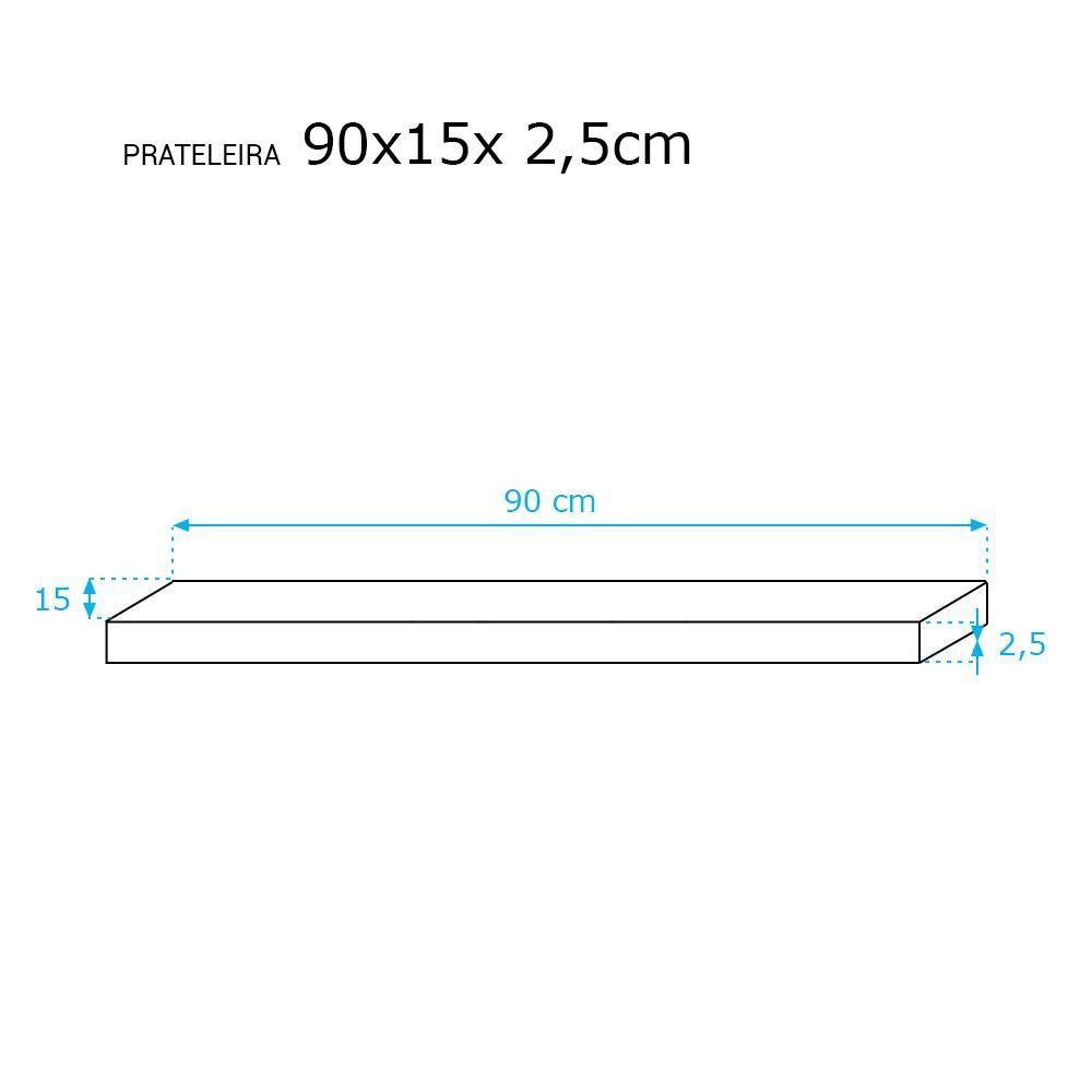 Kit 3 Prateleiras 90 x 15cm Branco Espessura 25mm Invisível - 5