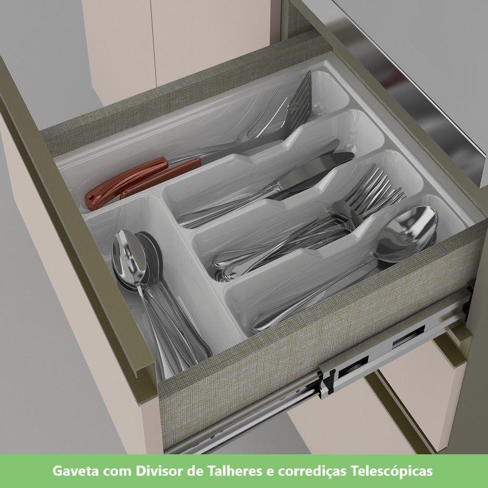 Cozinha Completa 6 Peças Com Aéreo De Vidro Lora Casa 812 Duna Com Cristal - 4