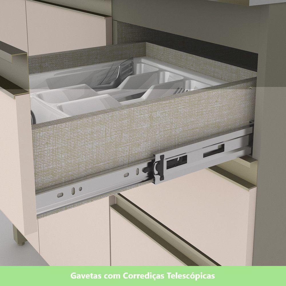 Cozinha Completa 6 Peças Com Aéreo De Vidro Lora Casa 812 Duna Com Cristal - 5