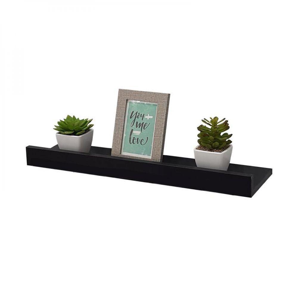 Prateleira Porta Quadros 60 X 10cm Preta Suporte Invisível - 1