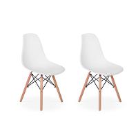 Conjunto 2 Cadeiras Charles Eames Eiffel Base Madeira Branca - 1