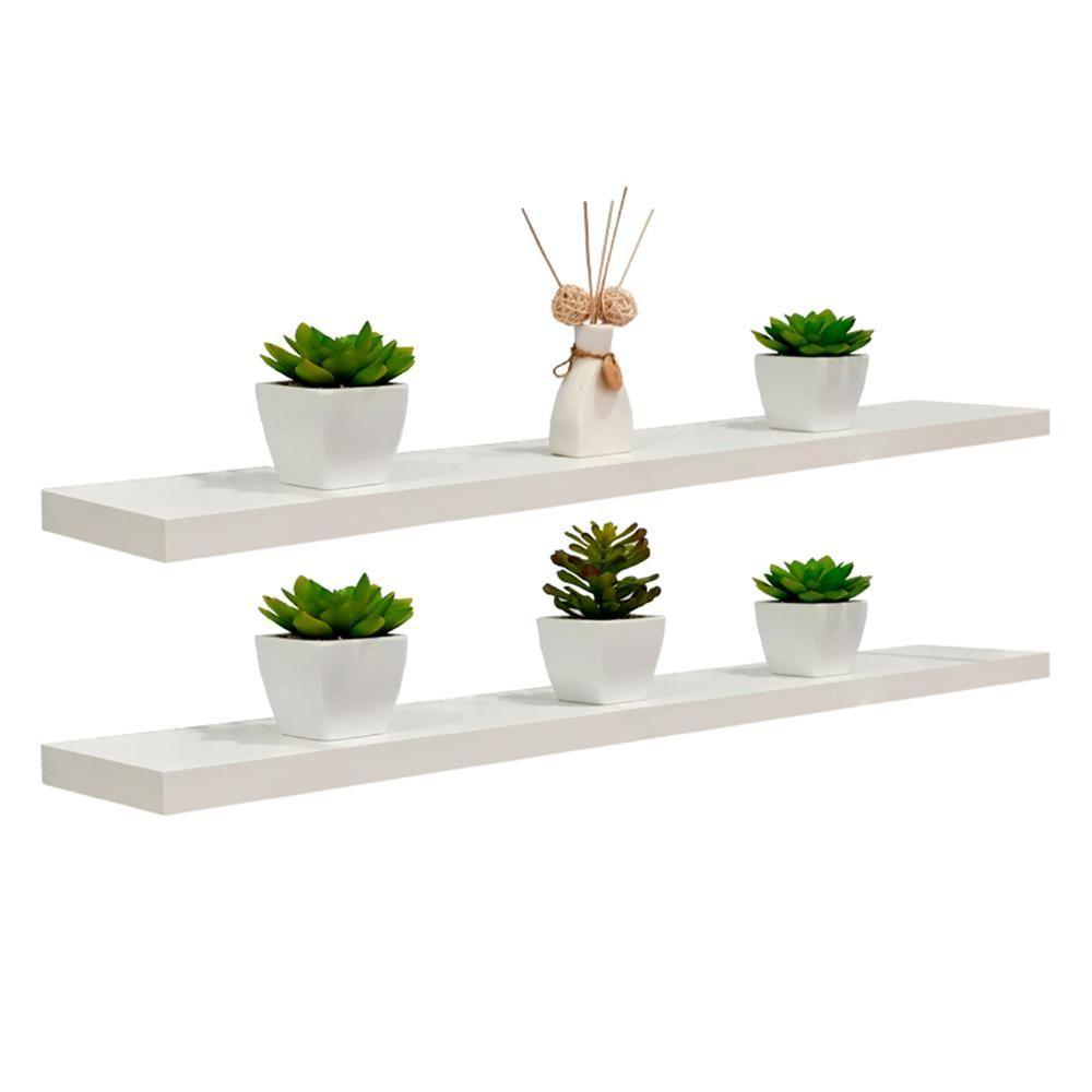 Kit 2 Prateleiras 90 x 15cm Branco Espessura 25mm Invisível - 5