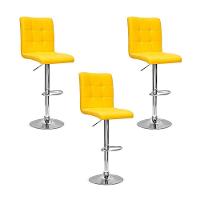 Conjunto 3 Banquetas Dublin Material Ecológico Amarela - 1