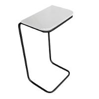 Mesa Lateral Tampo Branco Multiuso Para Sofá Base Metálica - 1